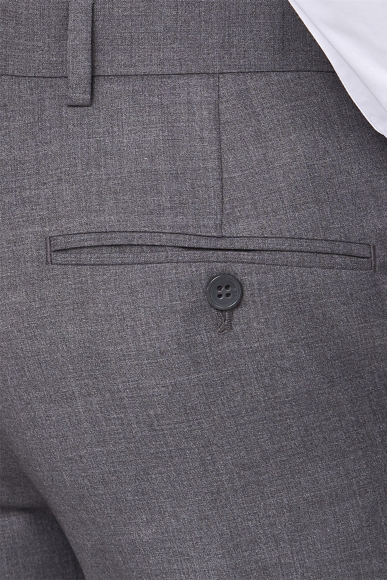 Grey Slim Fit Trousers | Flat Front Dress Pants, Belt Loops