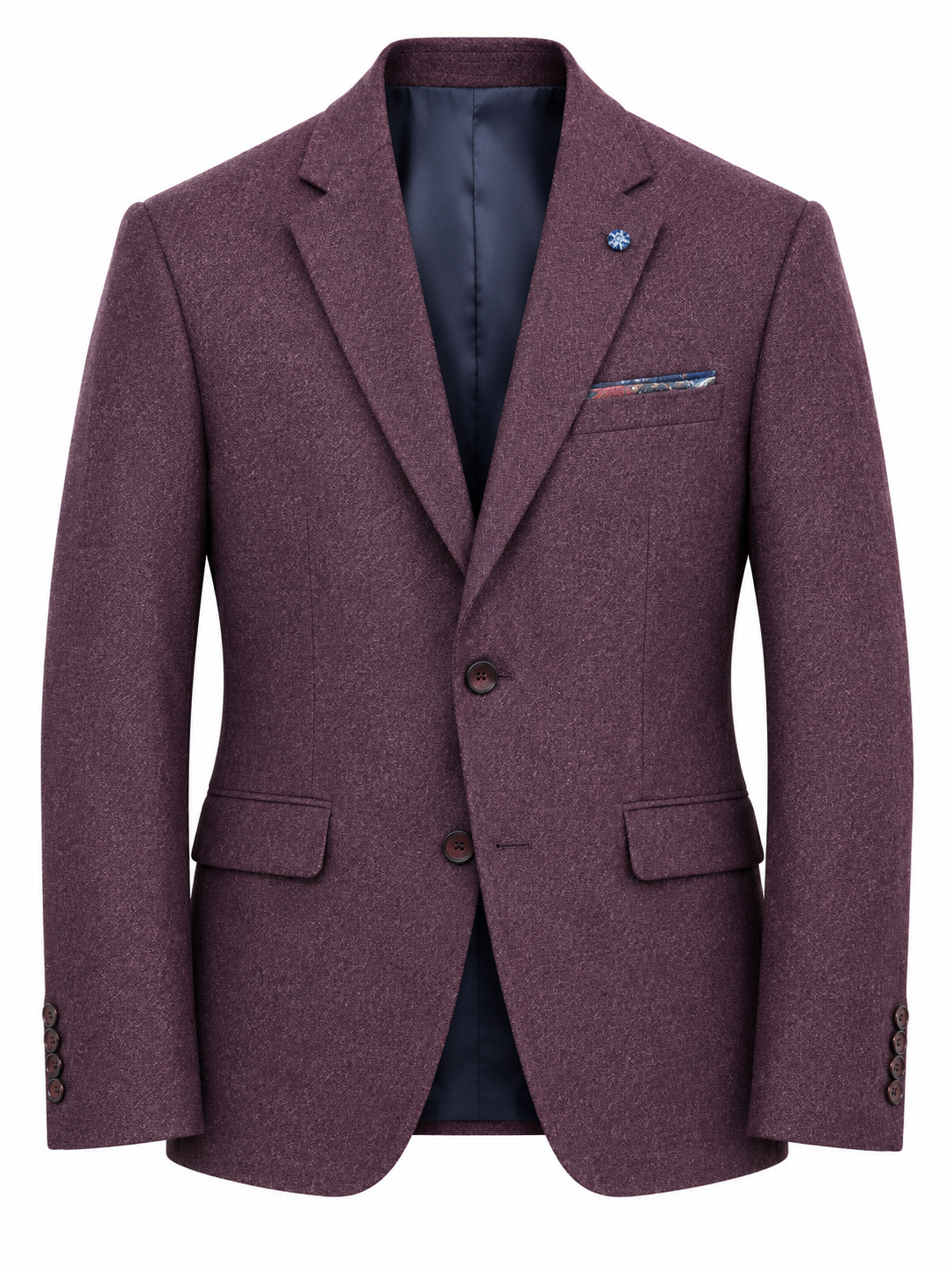 Purple Plum Tweed Textured Wool Blazer Jacket | Comfort Fit, Single-Breasted | Danny Bordo