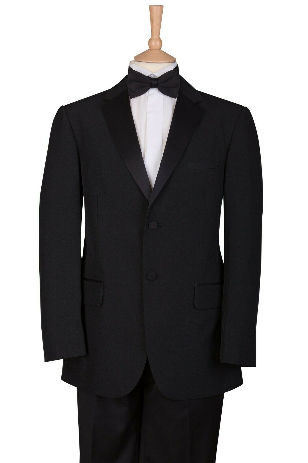 Black Tuxedo Suit Four Piece (Jacket, Trousers, Shirt & Bow Tie) - Ex Hire