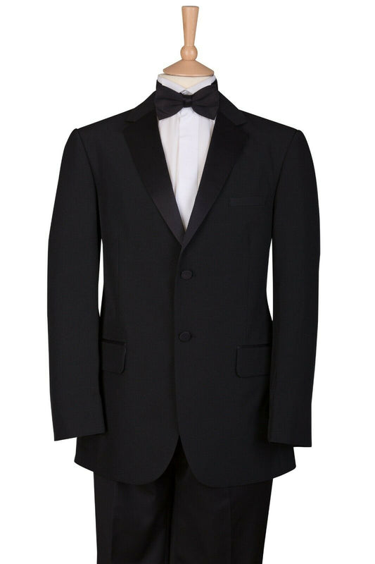 Black Four Piece Dinner Suit Tuxedo includes Shirt & Bow Tie