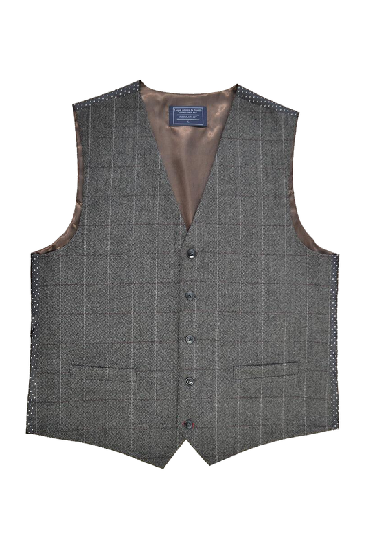Chocolate Brown Tweed Check Waistcoat