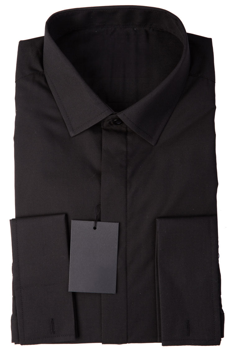 Men's Black Tailored Fit Cotton Dress Shirt Regular Collar – Richard