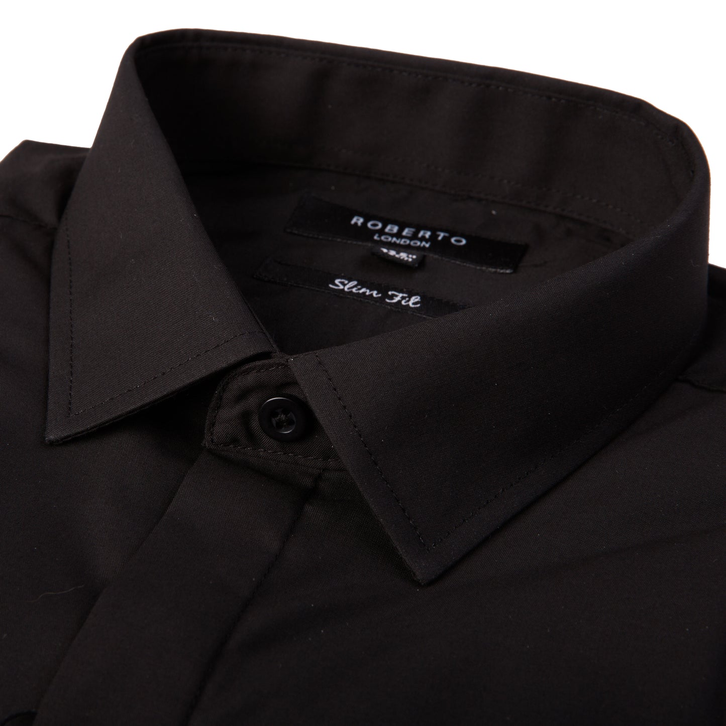 Black Slim Fit Cotton Dress Shirt Long Sleeve