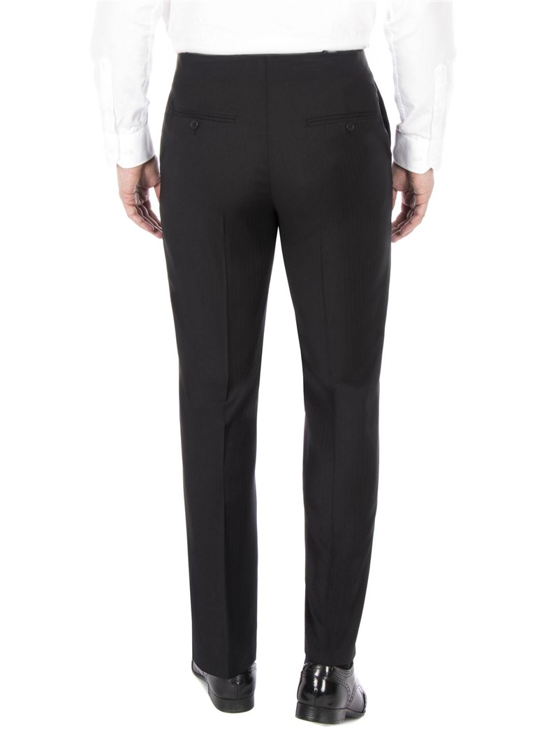 Black Herringbone 100% Wool Morning Trousers