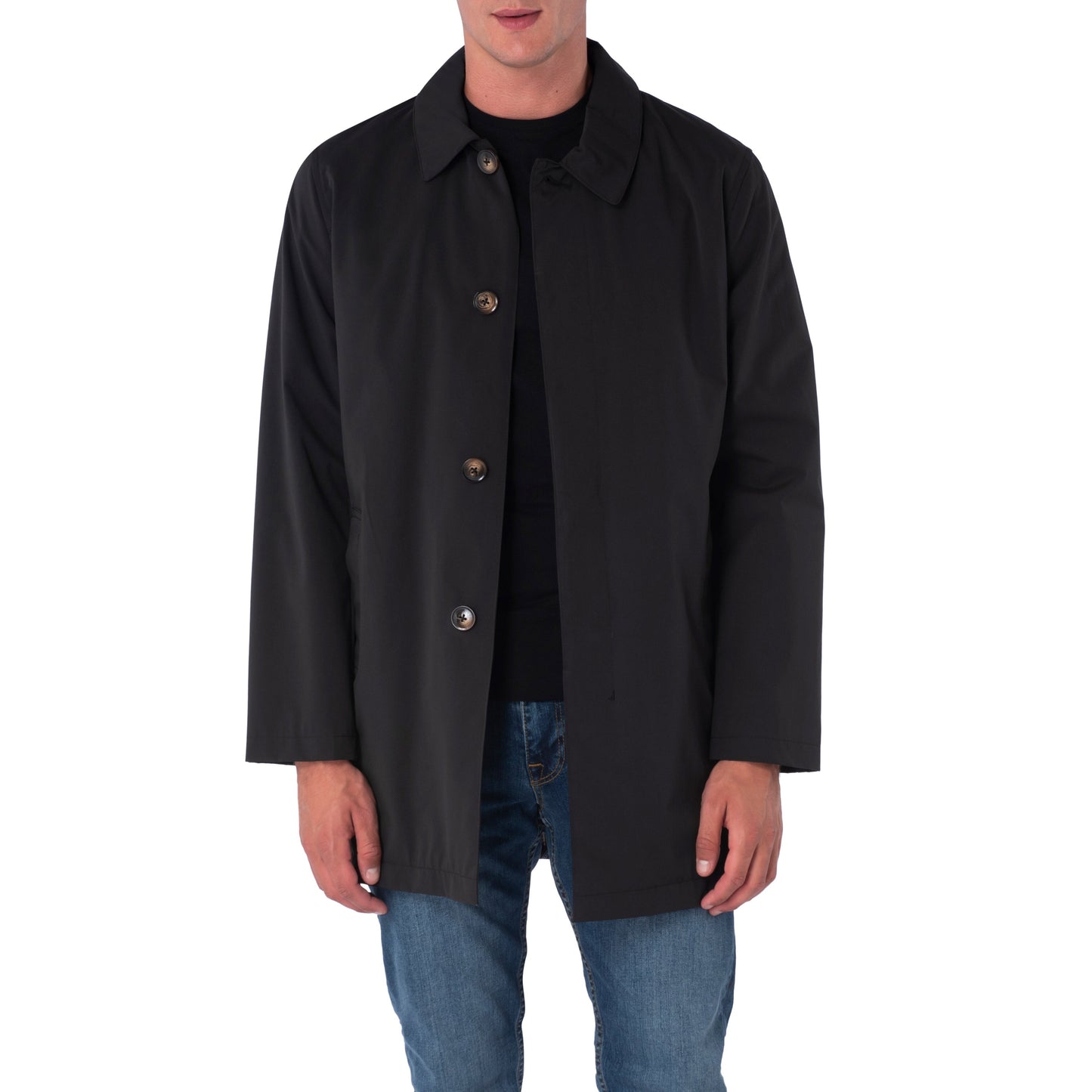 Black Formal Raincoat Mac Short Jacket