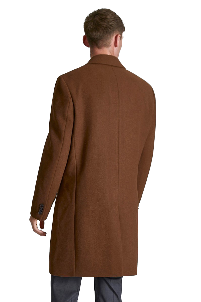 Ted Baker Tan Slim Fit Wool Overcoat for Men | Classic Camel Winter Coat