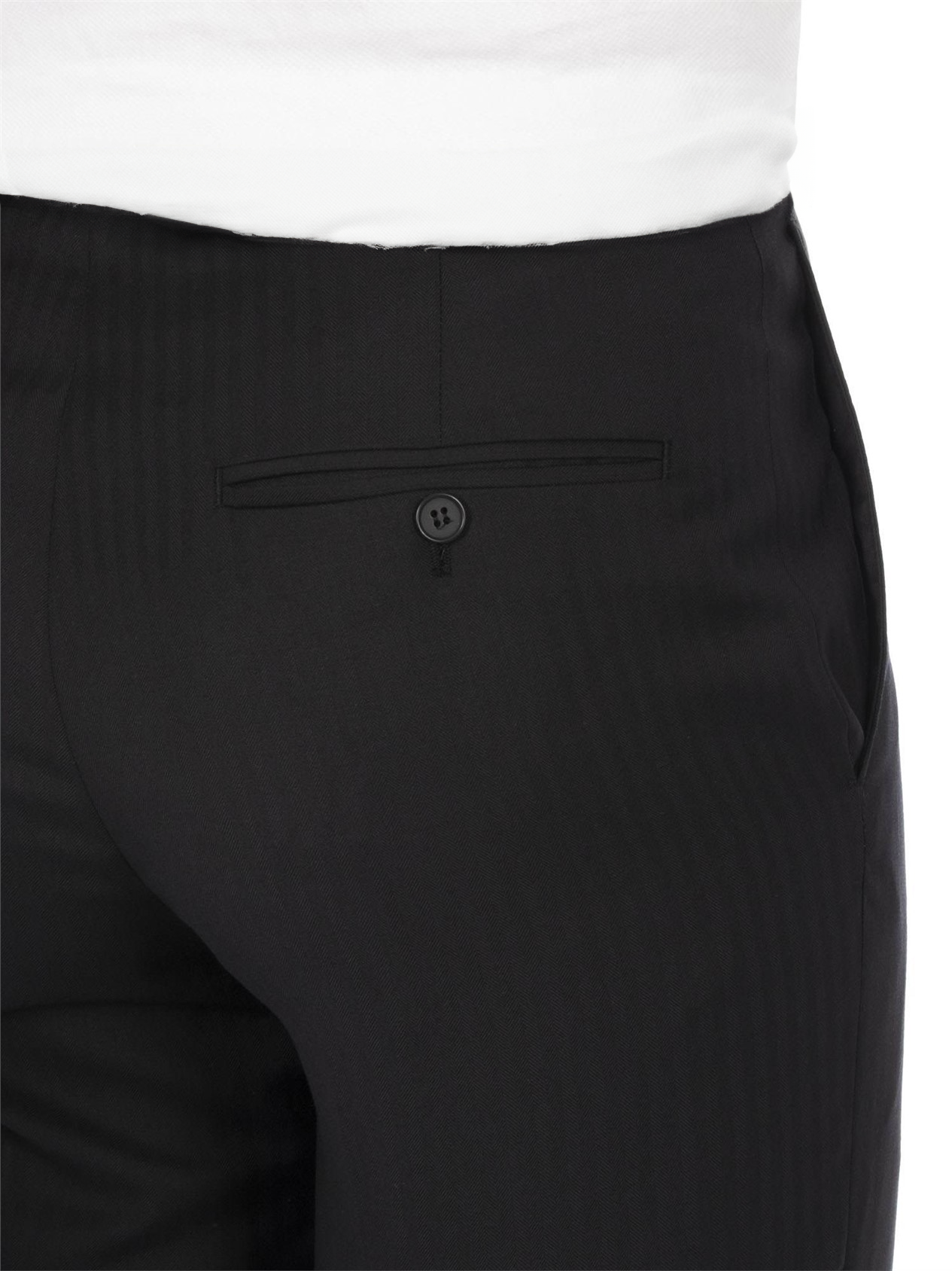 Black Herringbone 100% Wool Morning Trousers