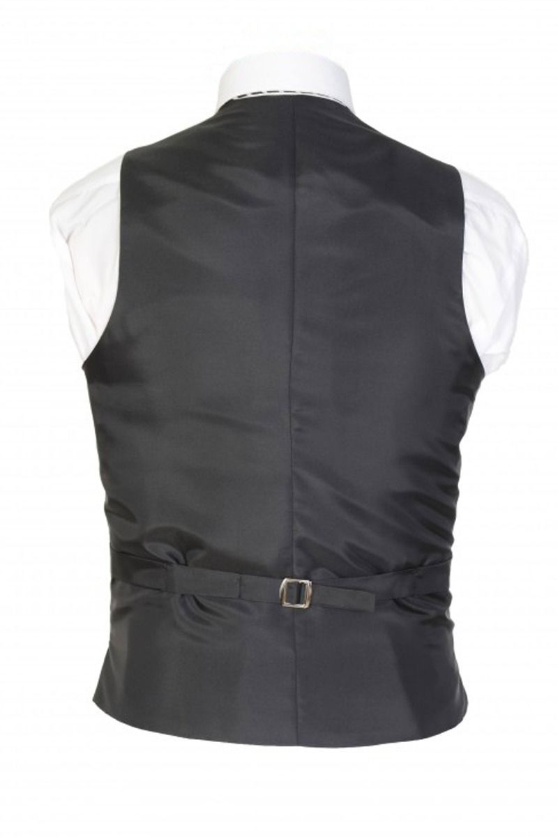Men's Black Wool Herringbone Waistcoat