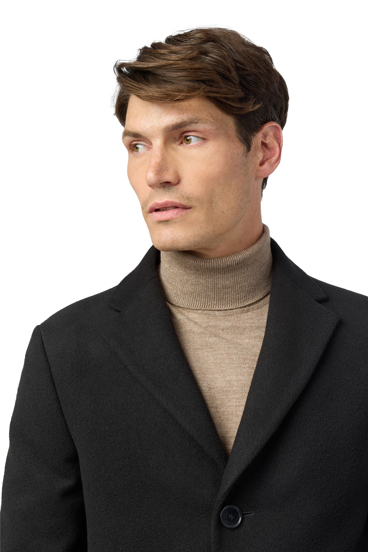 Limehaus Black Slim Fit 100% Wool Overcoat