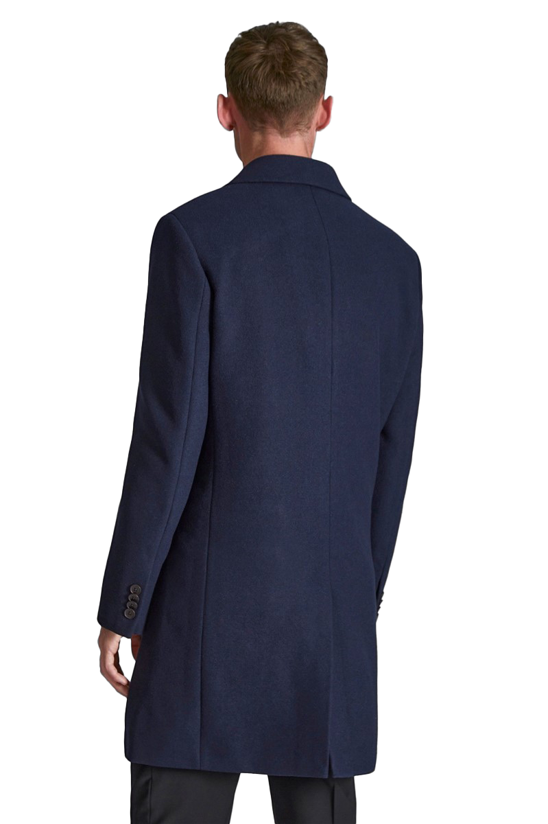 Ted Baker Navy Blue Slim Fit Wool Overcoat for Men | Classic Winter Coat