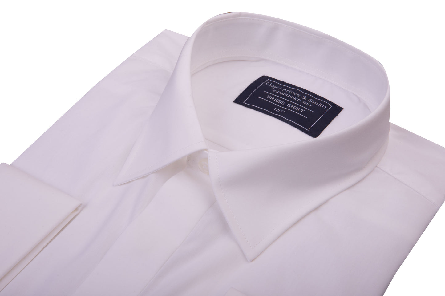 Men's Ivory Dress Shirt Double Cuff Covered Buttons