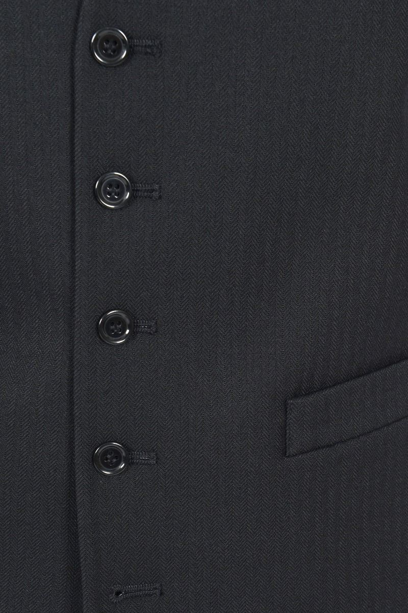 Men's Black Wool Herringbone Waistcoat