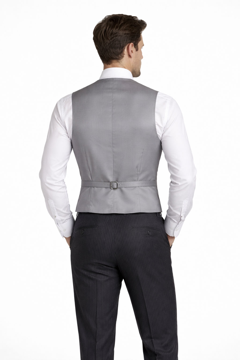 Black 3 Piece Herringbone Tailcoat Suit | Tailcoat Jacket, Pinstripe Trousers & Grey Waistcoat Set