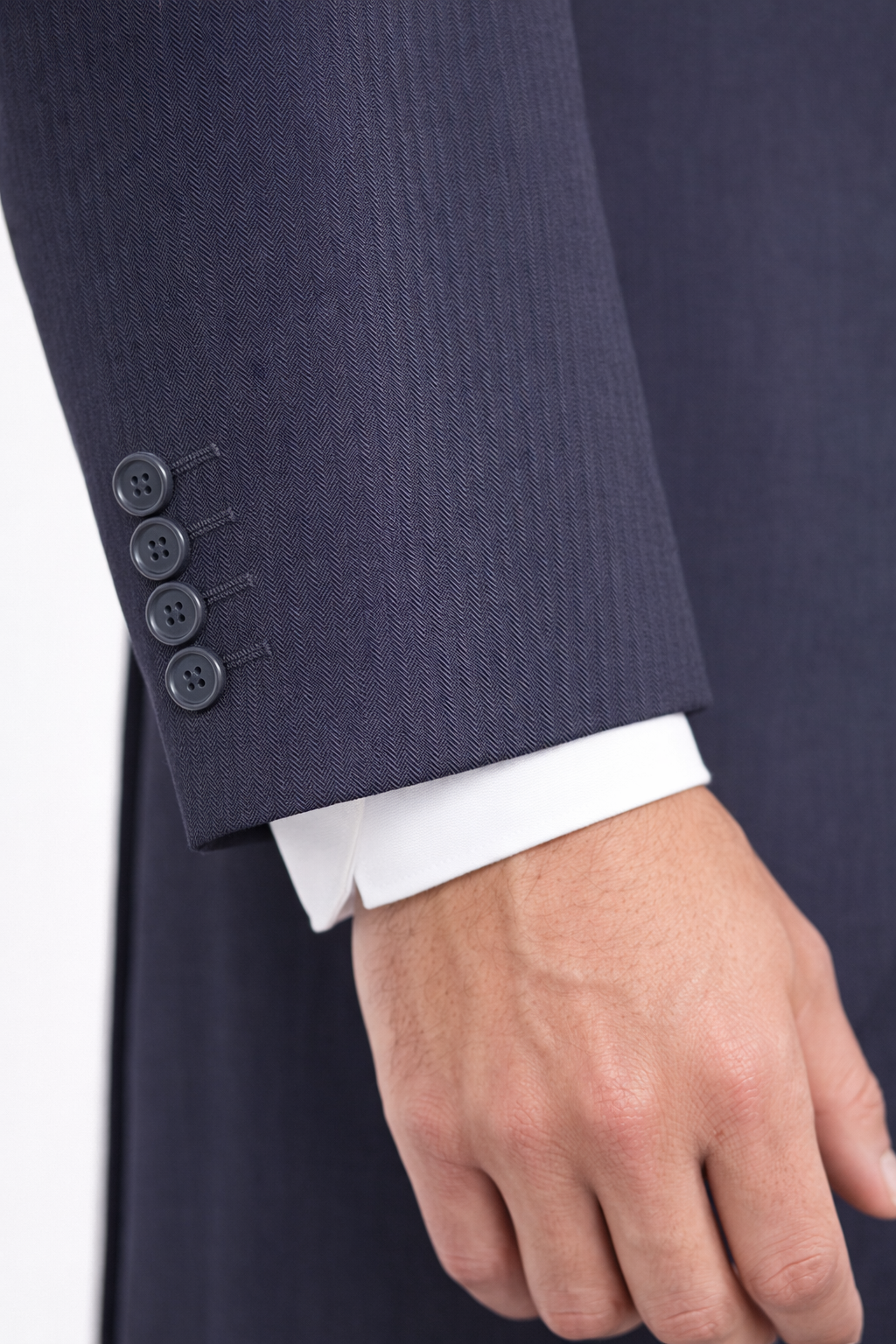 Navy Blue Herringbone Tailcoat Jacket | 100% Wool