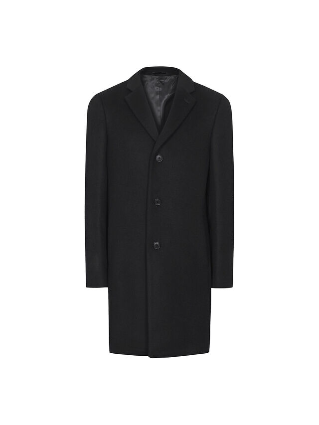 Limehaus Black Slim Fit 100% Wool Overcoat