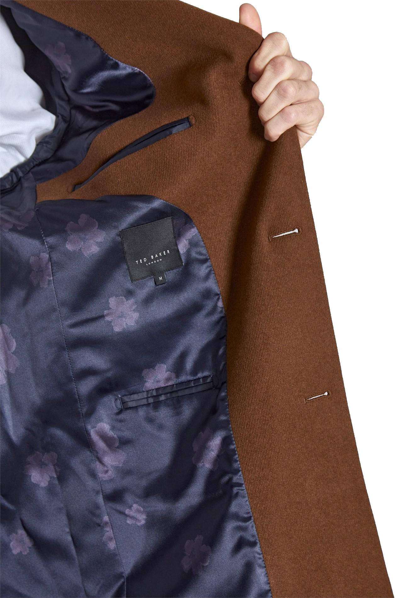 Ted Baker Tan Slim Fit Wool Overcoat for Men | Classic Camel Winter Coat
