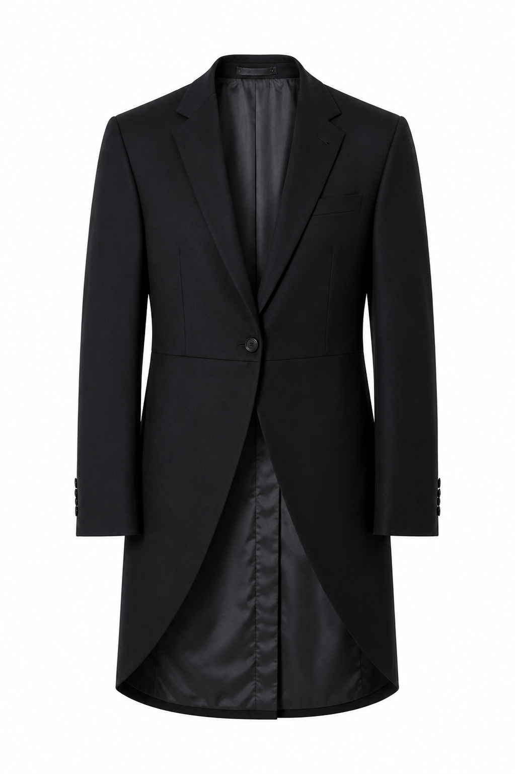 Plain Black Tailcoat Jacket | 100% Pure Wool | Lightweight