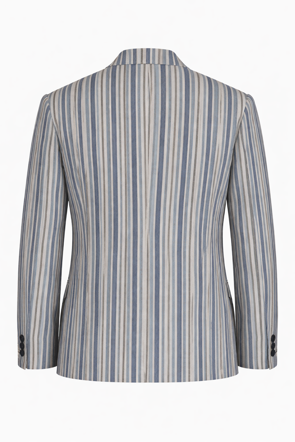 Light Blue 3 Button Striped Boating Jacket | Linen & Wool Blazer