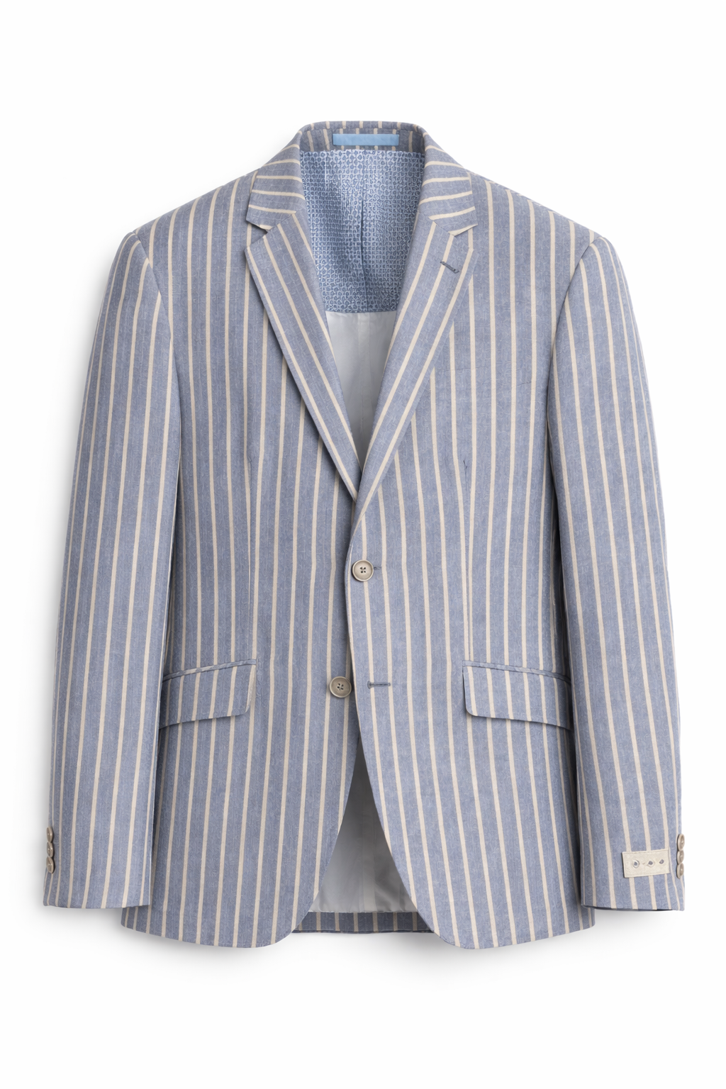 Light Blue Striped Boating Jacket | Linen & Wool Blazer