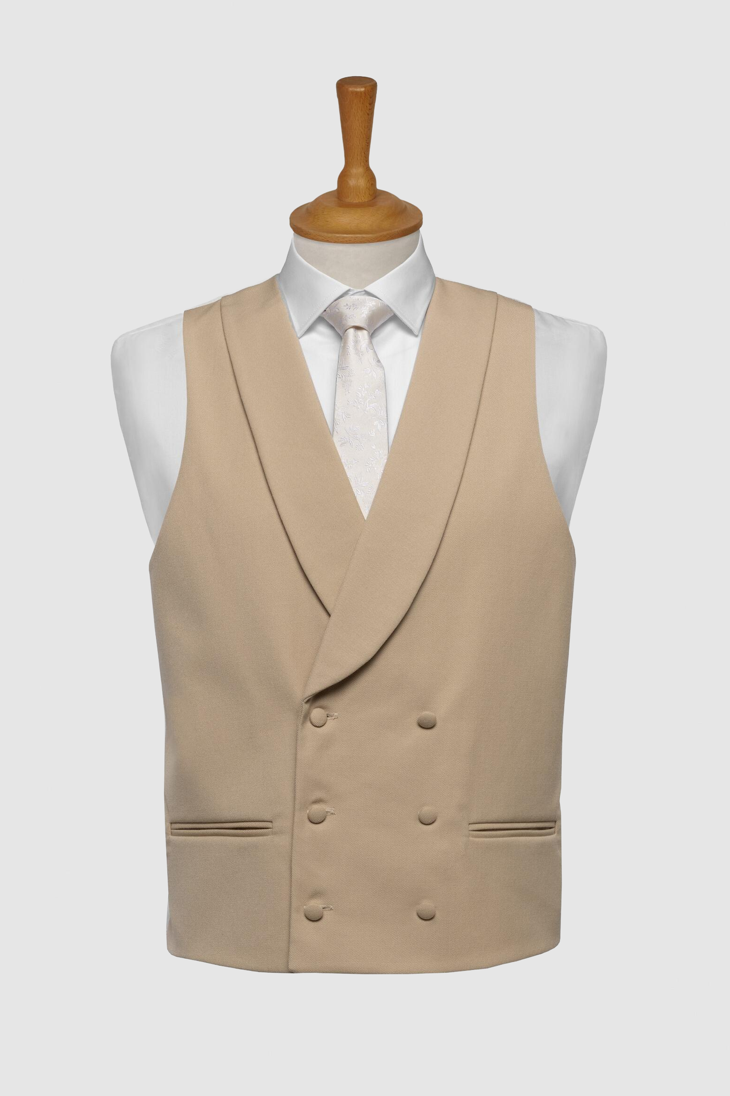 Beige Buff Double-Breasted Pure Wool Waistcoat | Royal Ascot Formal Waistcoat