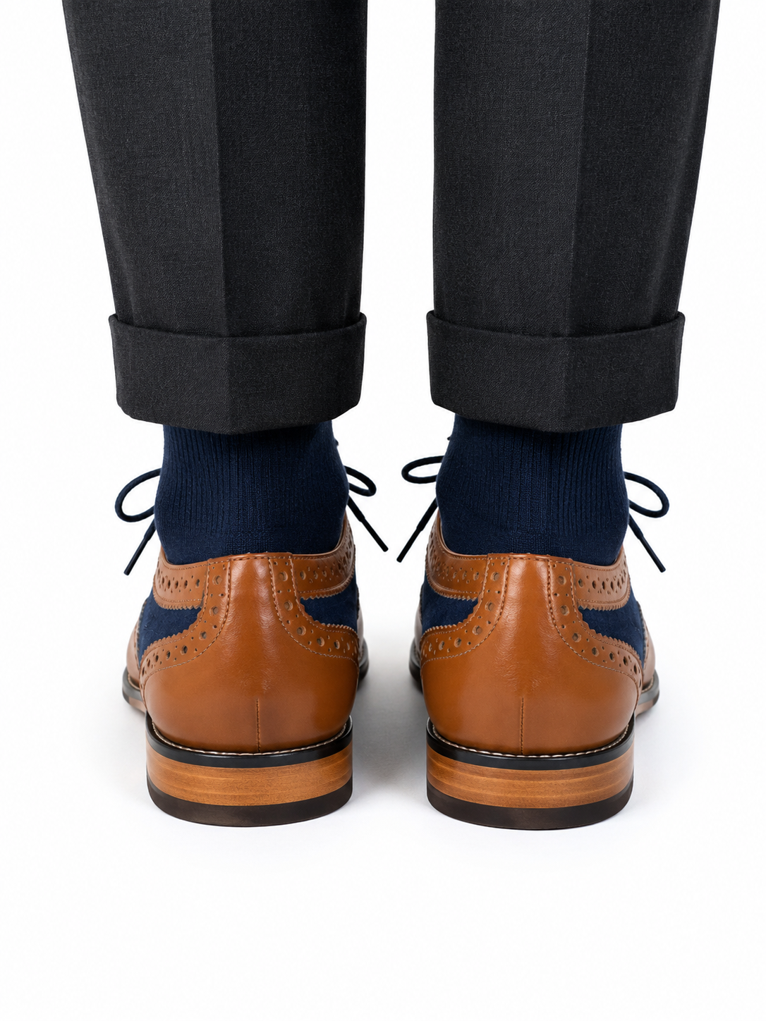 Brown Brogue with Navy Insert Formal Shoes | Pre-Loved