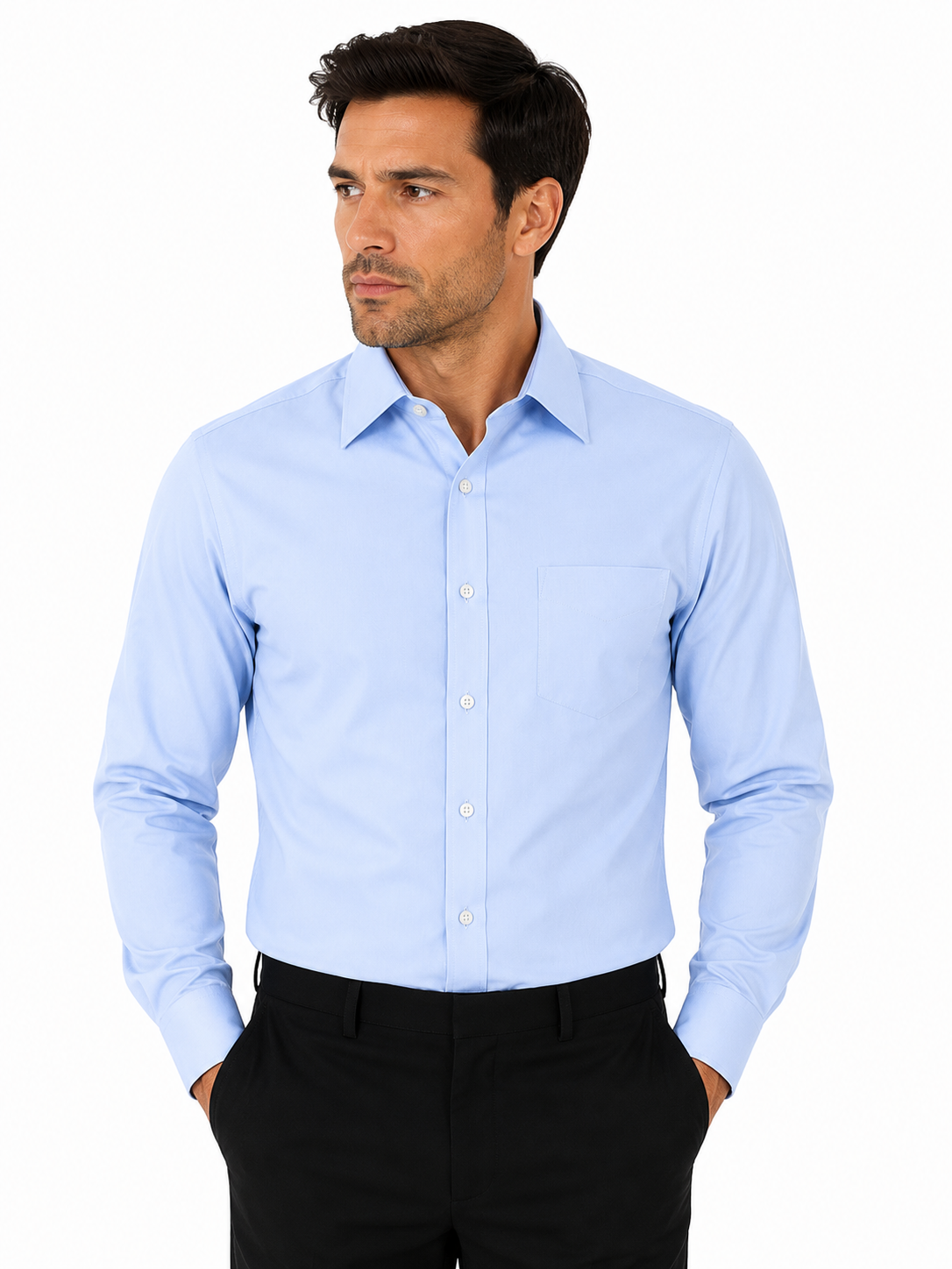 Light Blue Long Sleeve Formal Shirt | Regular Collar | Regular Fit