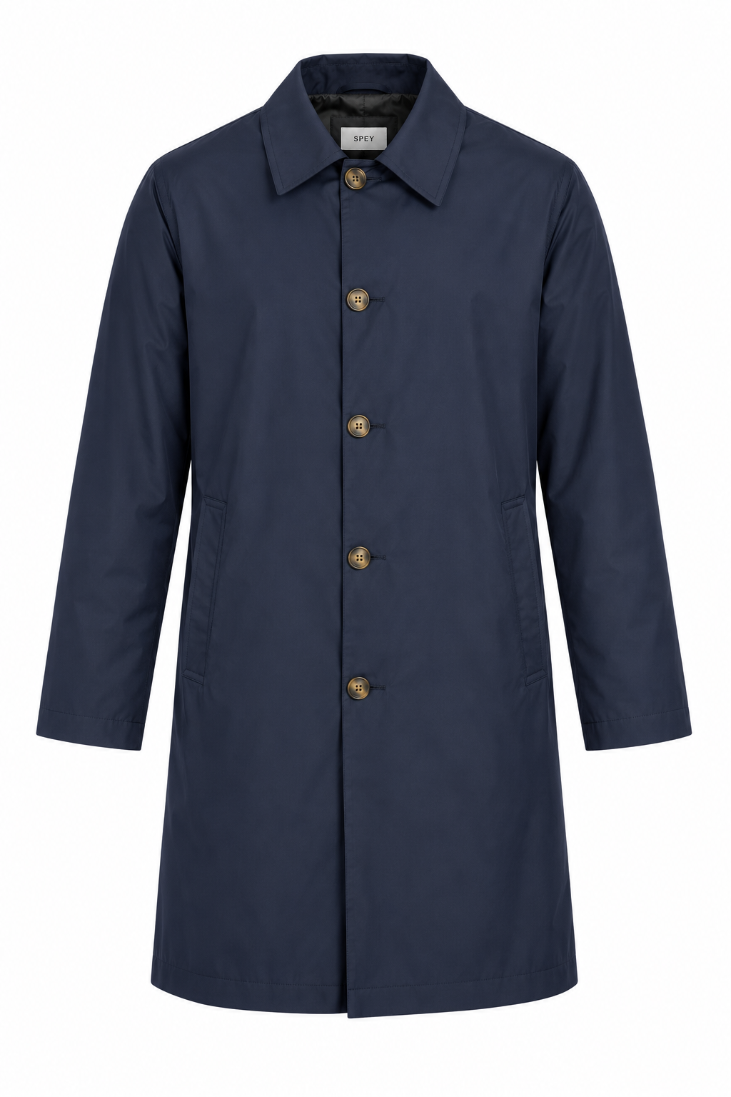 Navy Blue Single Breasted Formal Raincoat | Fully Lined