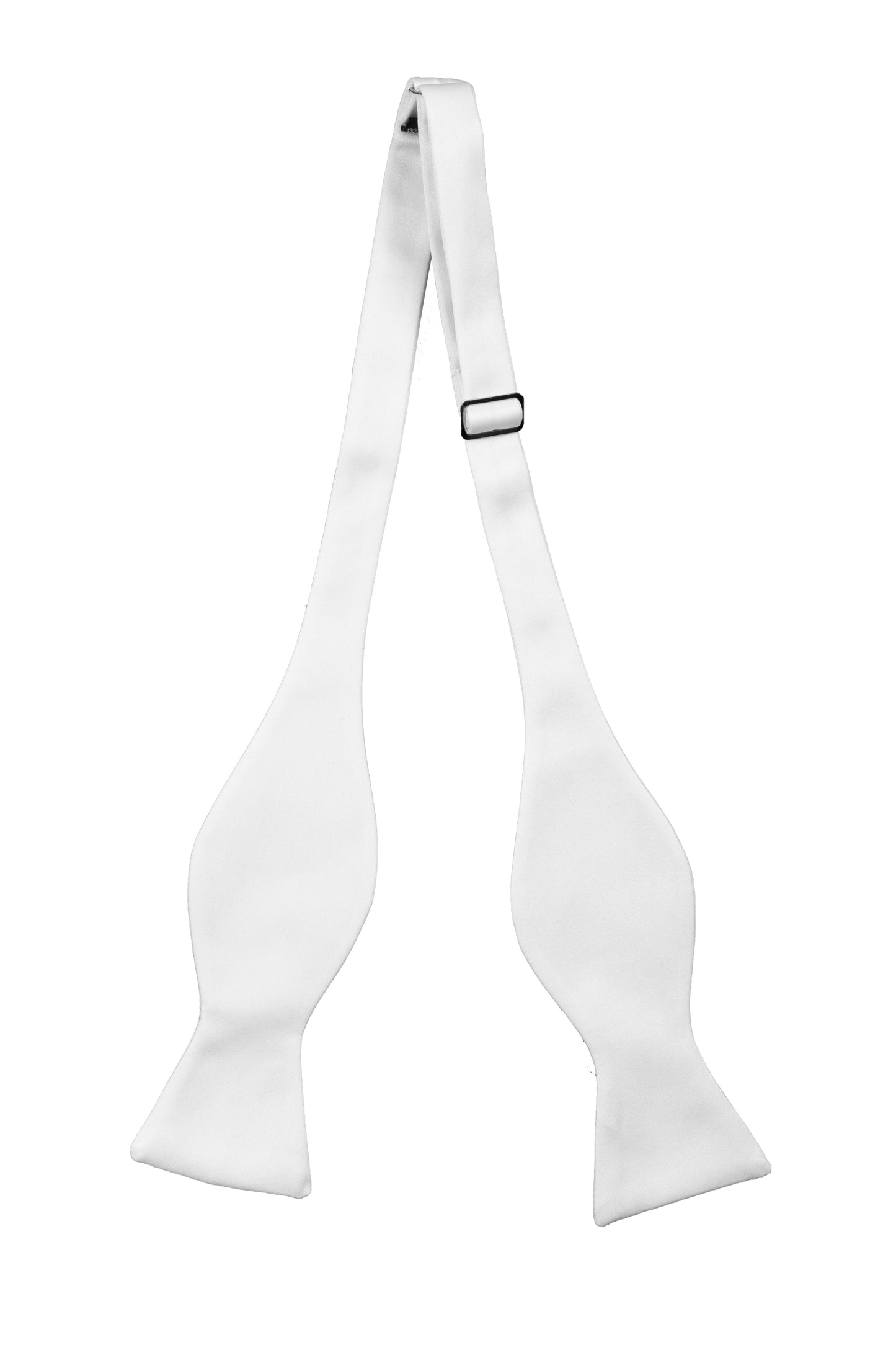 White Self Tie Satin Bow Tie