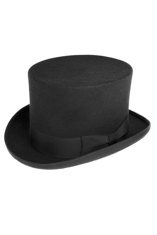 Black 100% Wool Top Hat