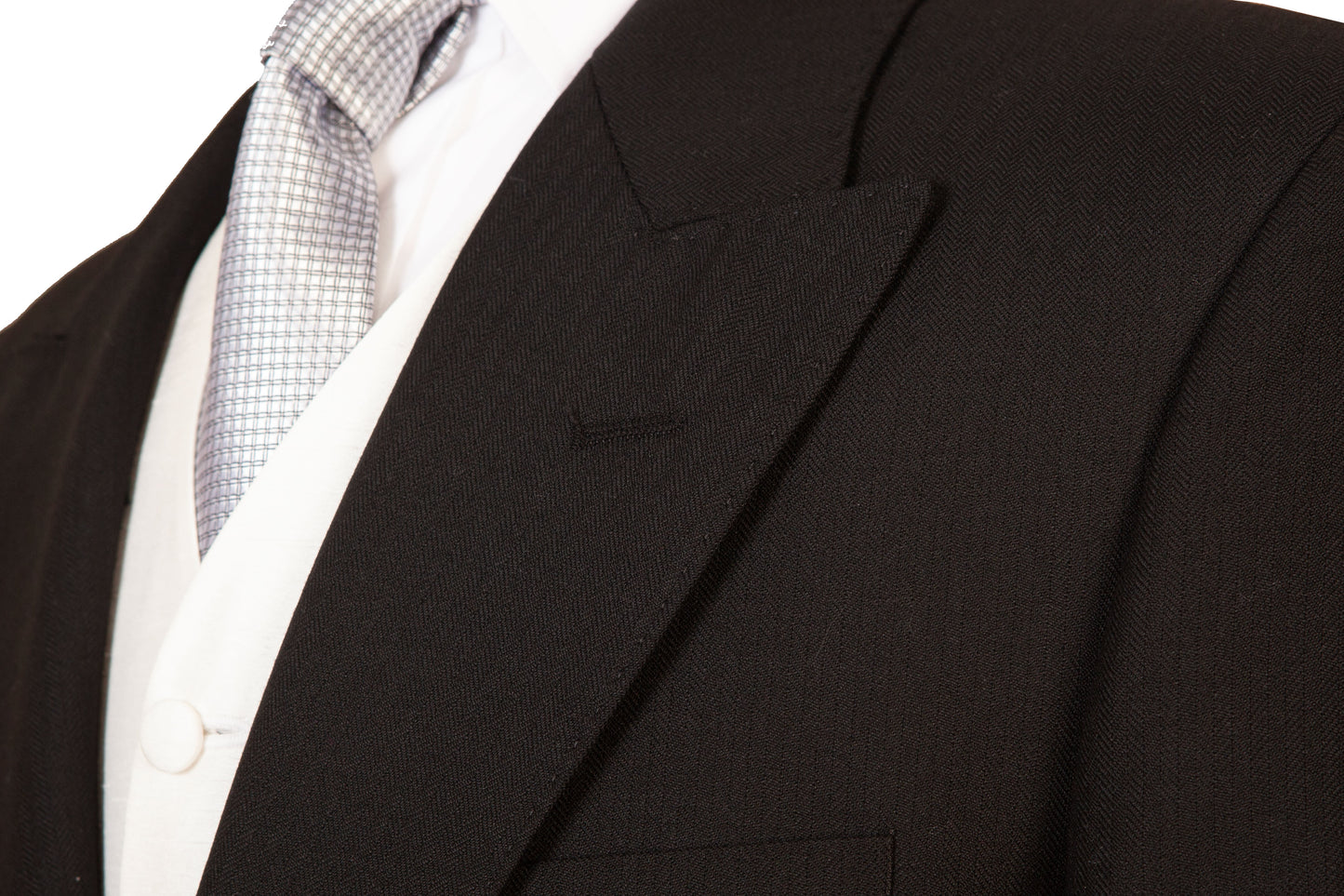 Black Herringbone Tailcoat Long Wool Jacket