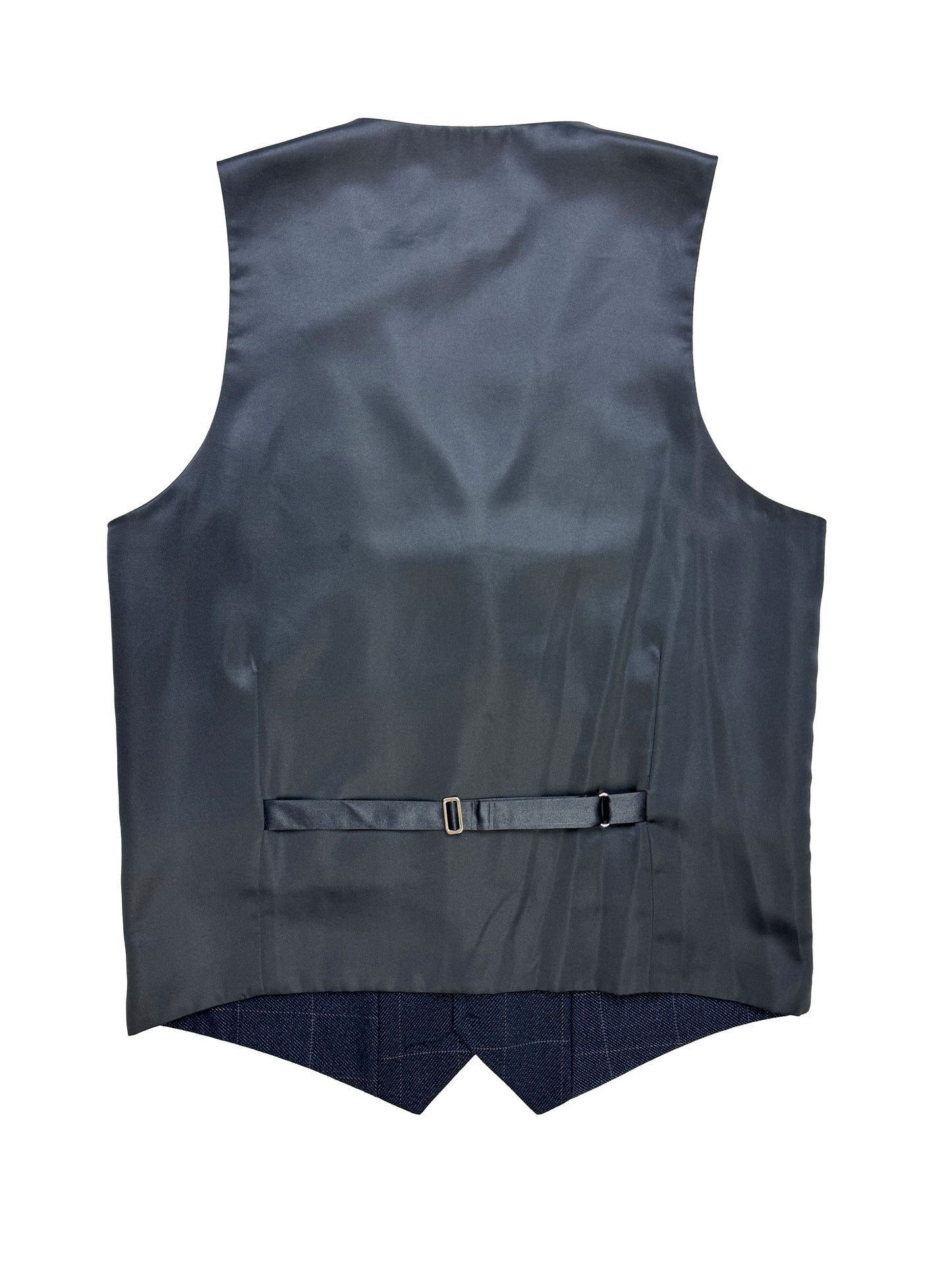 Navy Blue Tweed Check Waistcoat