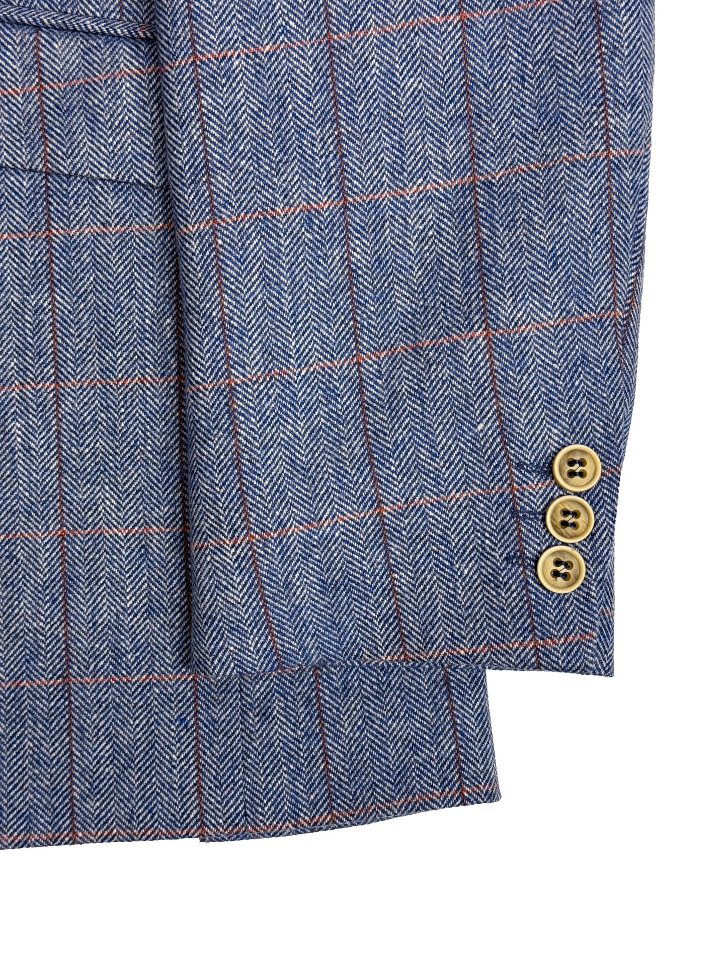 Men's Blue Tweed Wool Jacket Checked Wedding Blazer