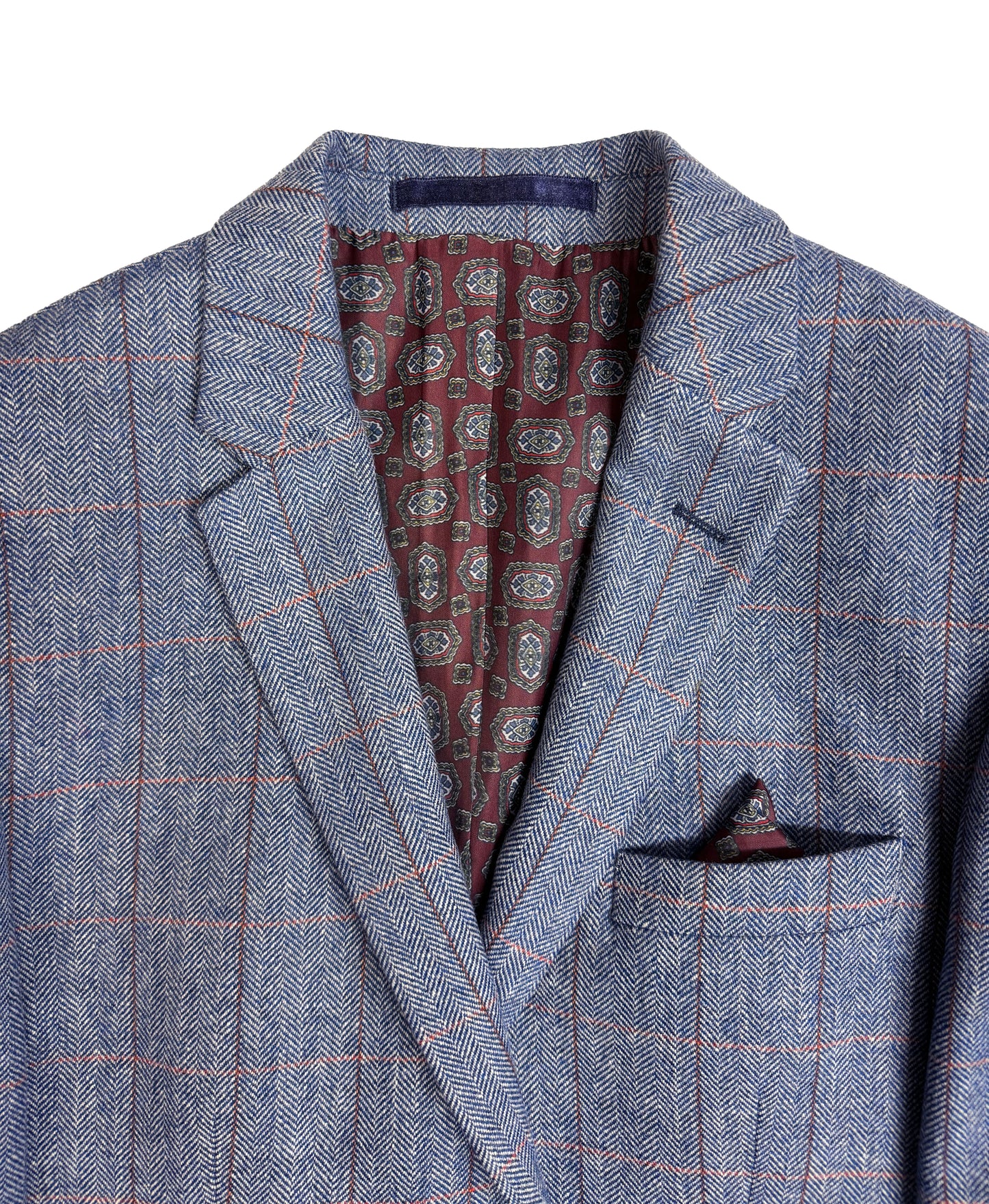 Men's Blue Tweed Wool Jacket Checked Wedding Blazer