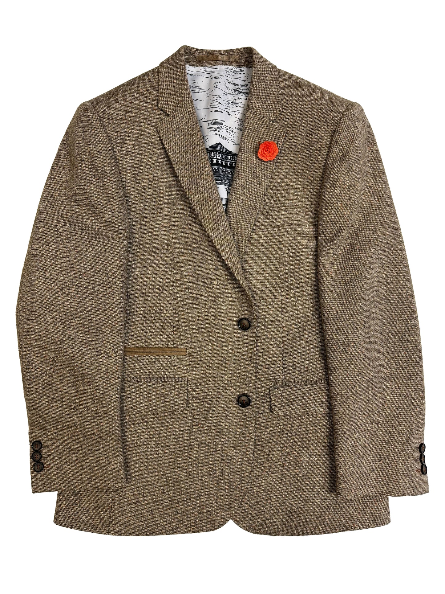 Men's Beige Tweed Wool Cotton Jacket