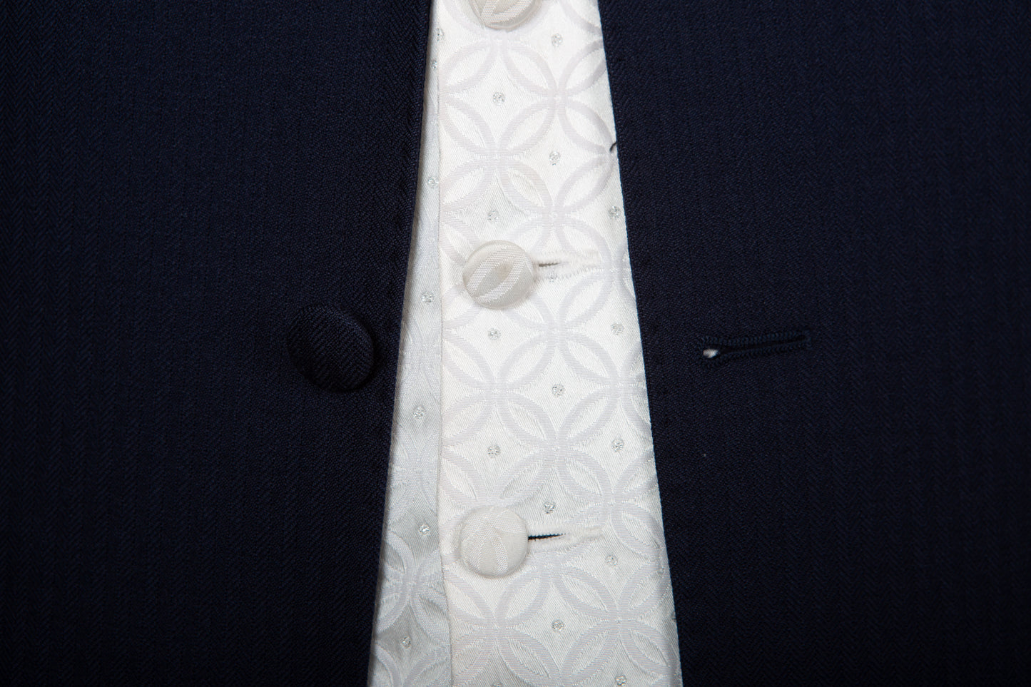 Navy Blue Prince Edward Jacket Herringbone Wool