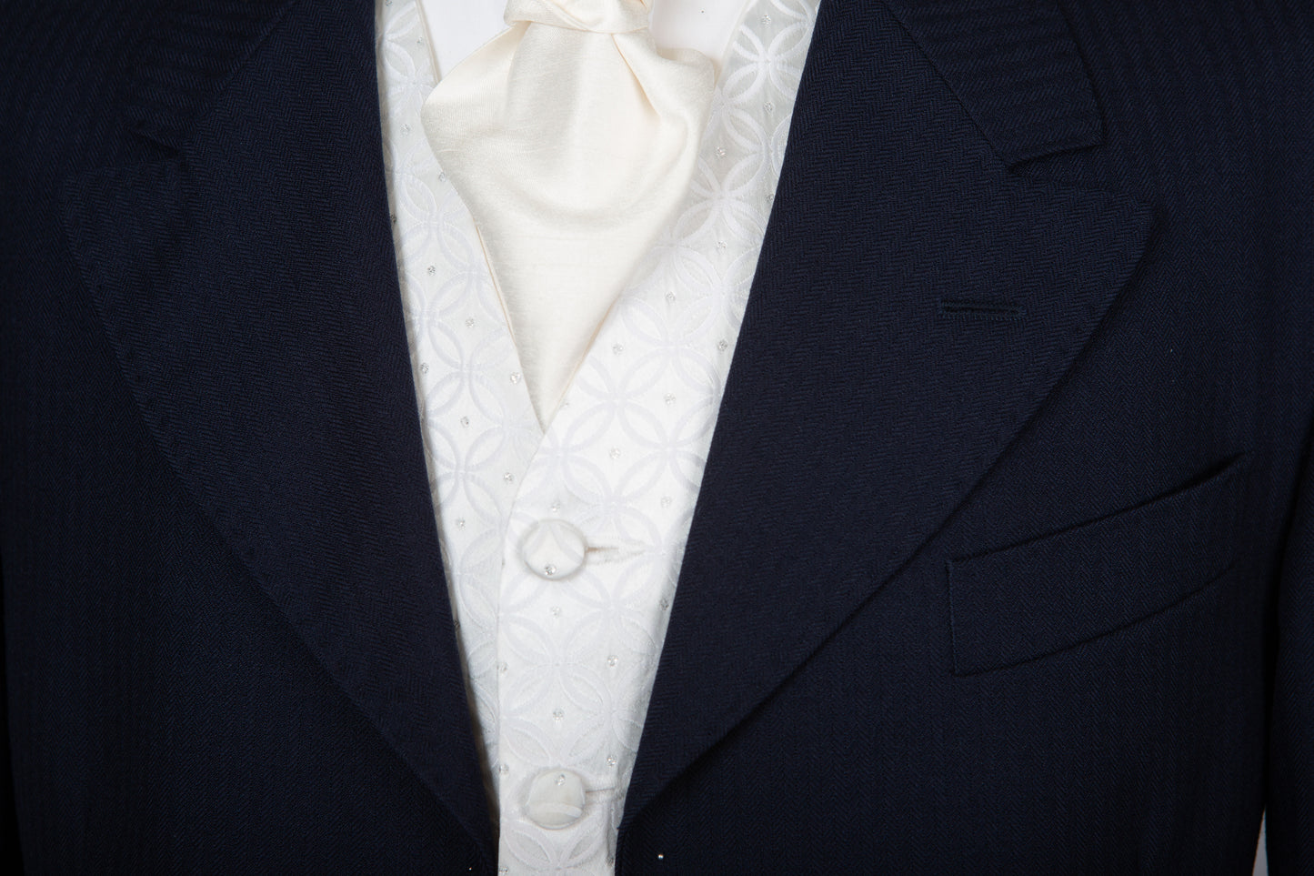 Navy Blue Prince Edward Jacket Herringbone Wool