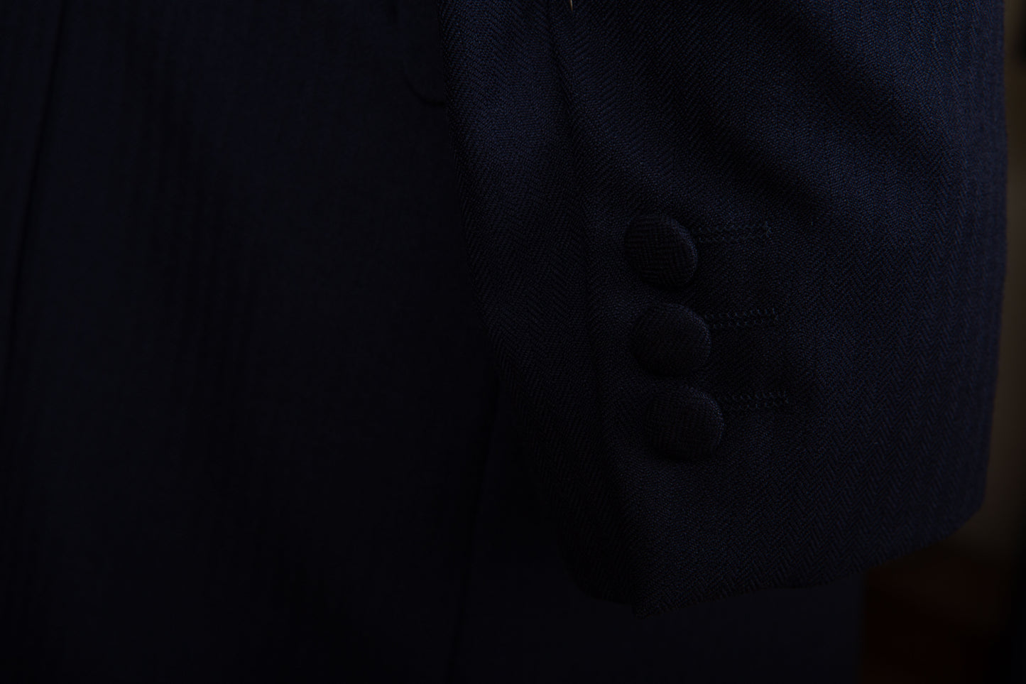 Navy Blue Prince Edward Jacket Herringbone Wool