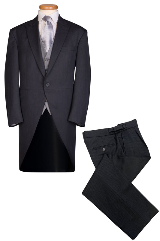 Charcoal Grey Wedding Tailcoat Matching 2 piece Royal Ascot Suit - Ex Hire