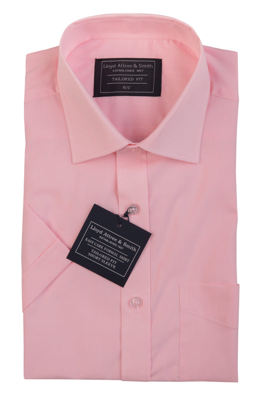 Men's Pink Short Sleeve Tailored Fit Cotton Shirt