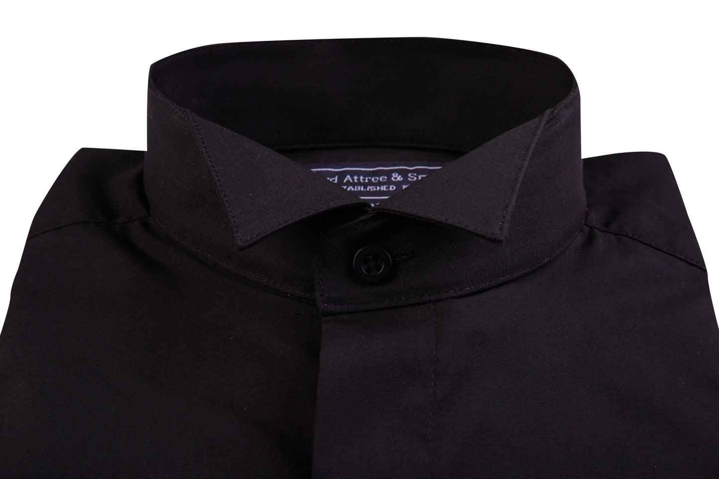 Men's Black Wing Collar Cotton Formal Shirt