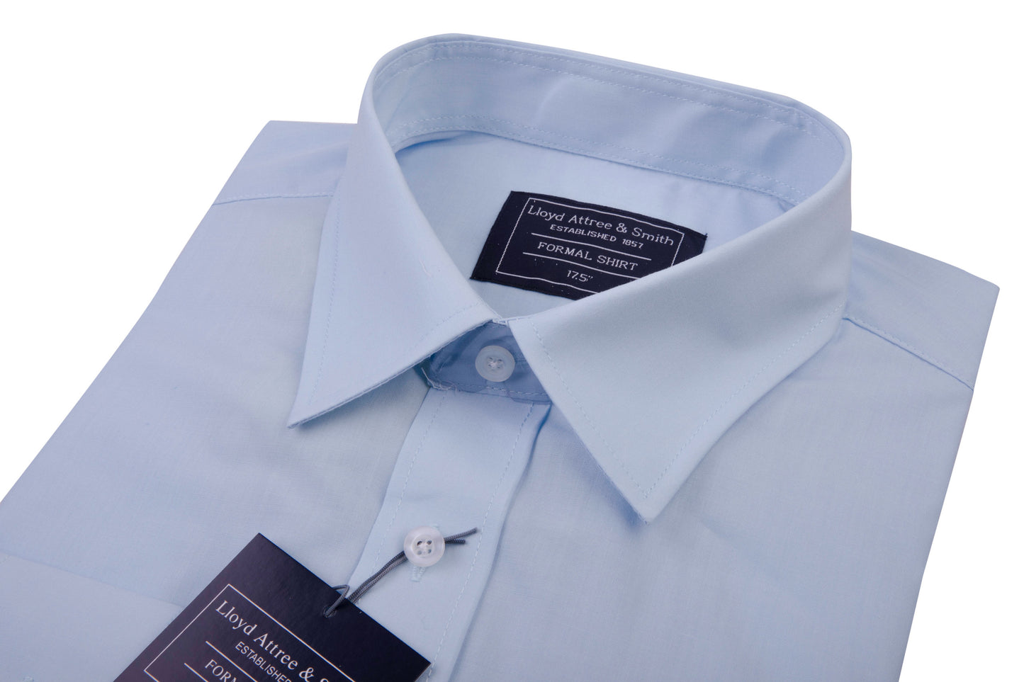 Men's Light Blue Cotton Shirt Single Cuff Regular Collar