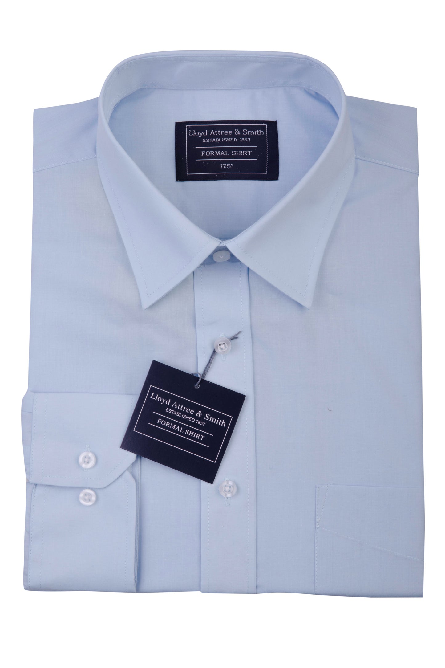 Men's Light Blue Cotton Shirt Single Cuff Regular Collar