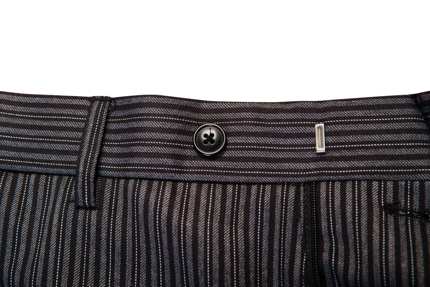 Black 2 Piece Tailcoat Suit with Herringbone Jacket & Grey Pinstripe Trousers