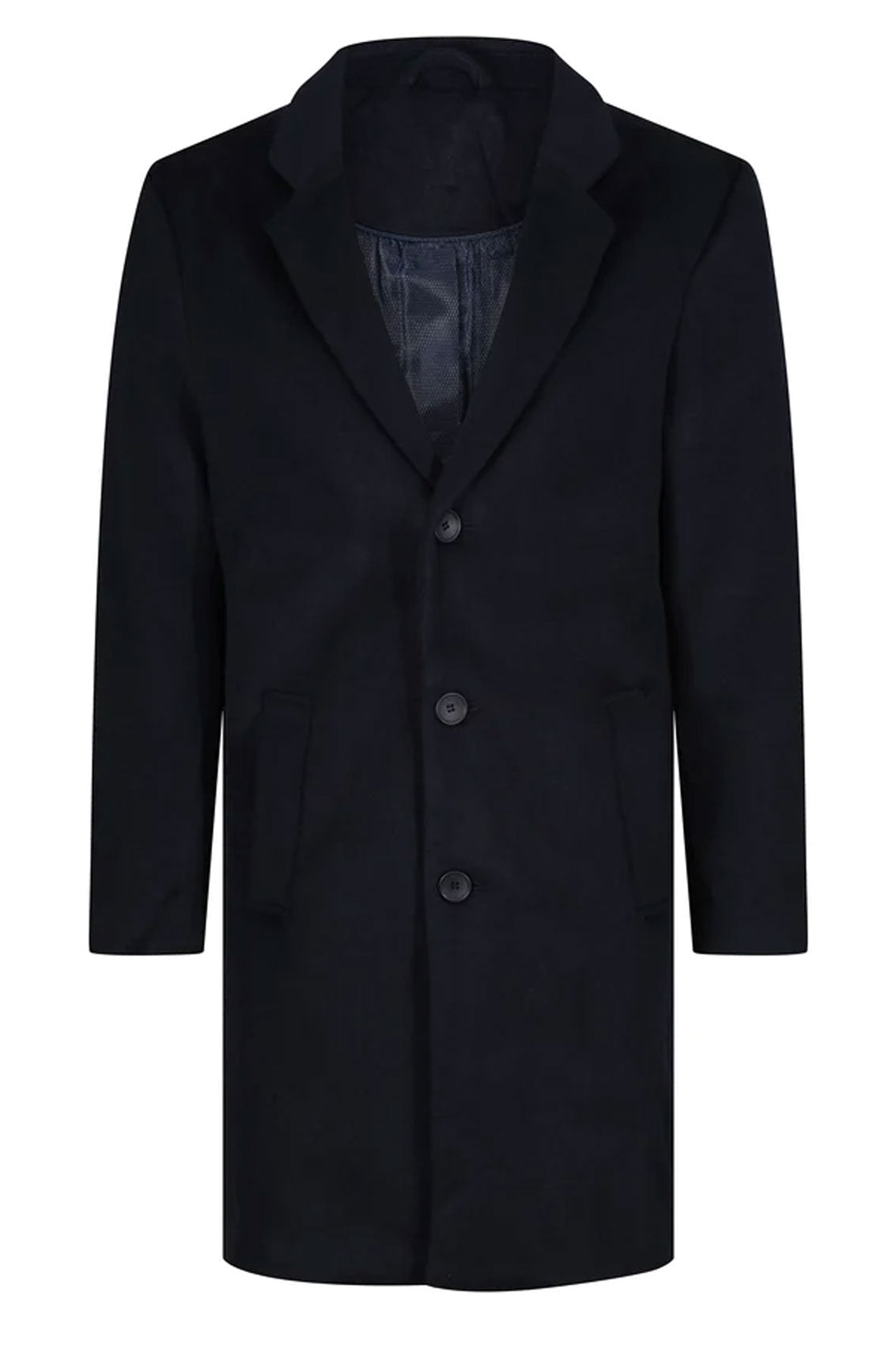 Men's Navy Blue Wool Overcoat Covert Coat Winter Mod