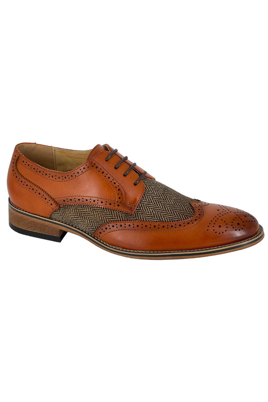 Brown Woven Brogue Gibson Shoe 4 Eye