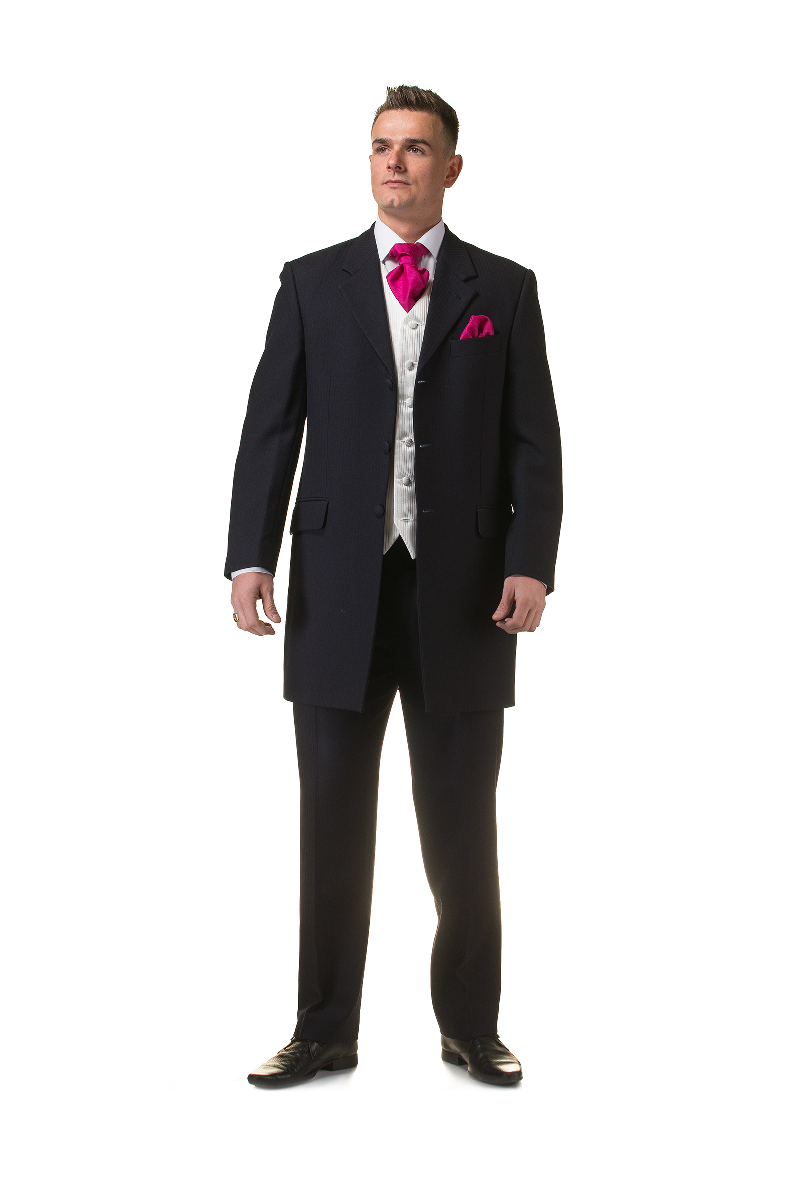 Navy Blue Prince Edward Jacket Herringbone Wool Drape