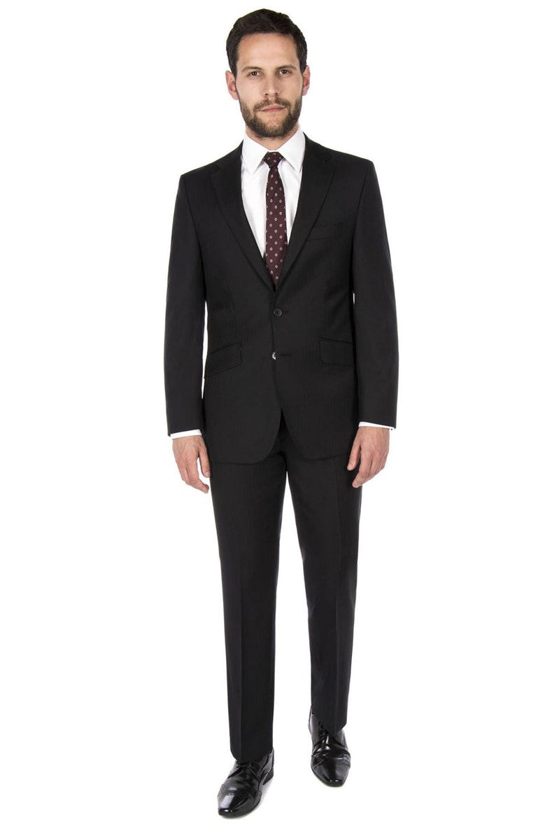 Black Herringbone Single Breasted 100% Wool Jacket