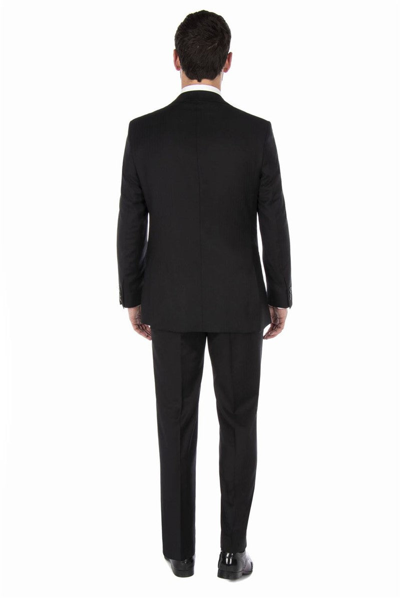 Black Herringbone Single Breasted 100% Wool Jacket