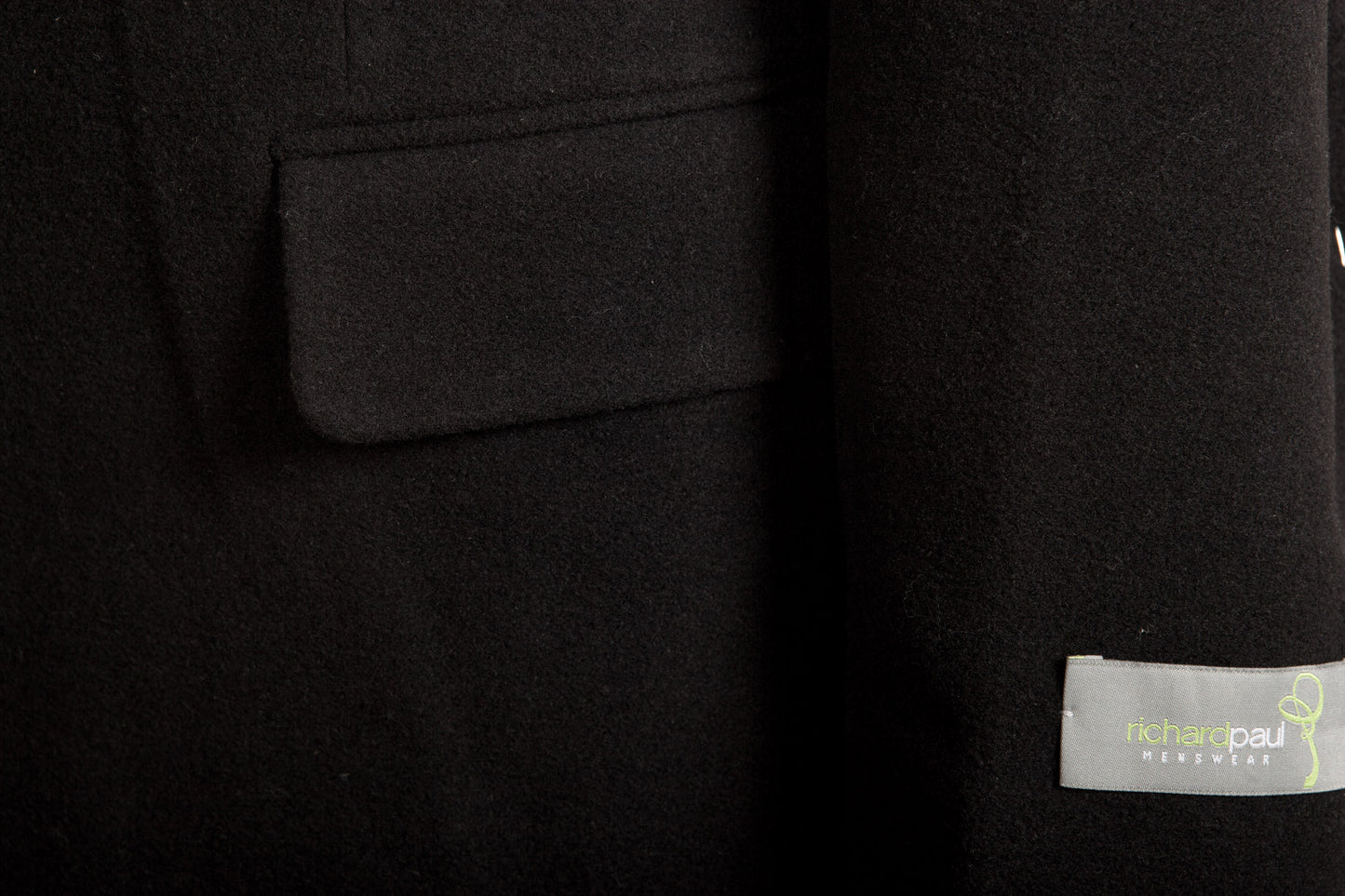 Black Wool Overcoat with Red Satin Lining - Brand New
