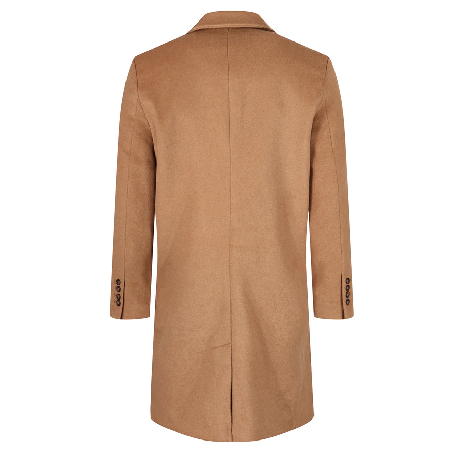 Men's Brown Tan Long Wool Overcoat Coat Winter Mod